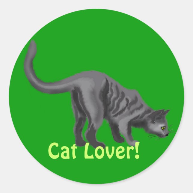 Graue Tabby Cat Lover Geschenke Runder Aufkleber (Vorderseite)