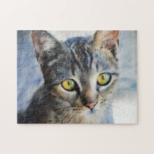 Graue Tabby-Kätzchen-Gesichtskatze Puzzle