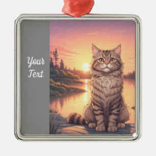 Graue Tabby-Katze am See Ornament Aus Metall