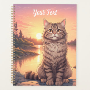 Graue Tabby-Katze am See Planer