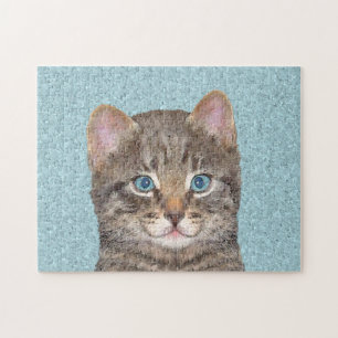 Graue Tabby-Katze Malerei - Süße originelle Katzen