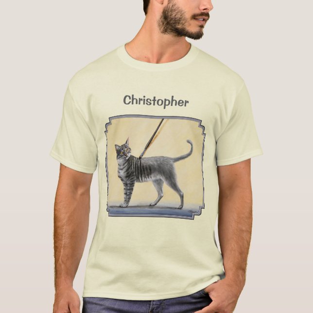 Graue Tabby-Katze mit künstlerischem Pinsel gestri T-Shirt (Vorderseite)