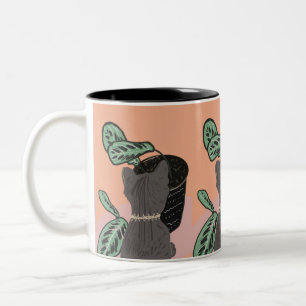 Graue Tabby-Katze Pflanzen  Zweifarbige Tasse