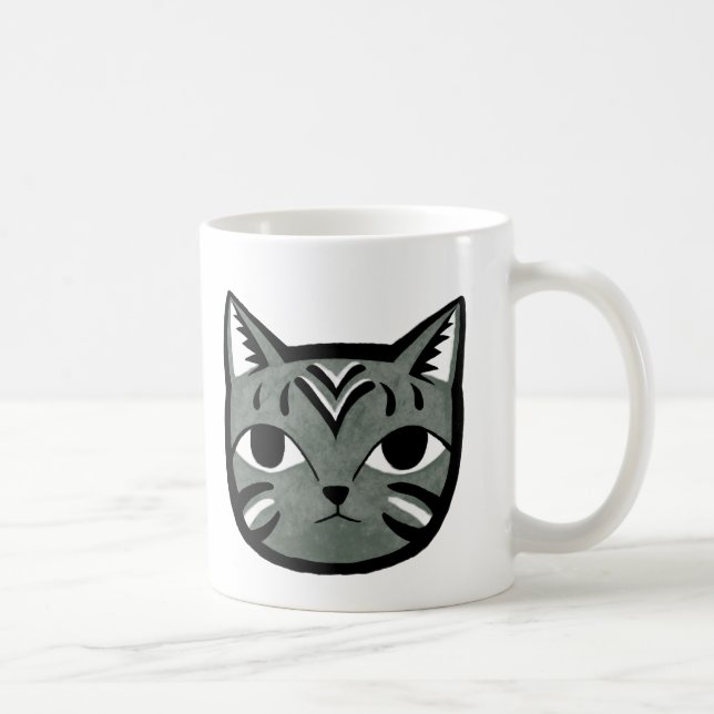 Graue Tabby-Katzen-Tassen-einzigartige Kaffeetasse (Rechts)