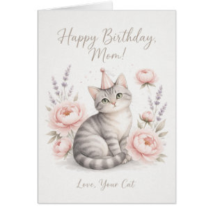 Graue Tabby-Katzengratulationskarte für Mama von d