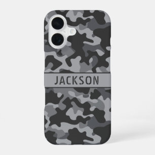 Graue Tarnung Personalisiert iPhone 16 Hülle