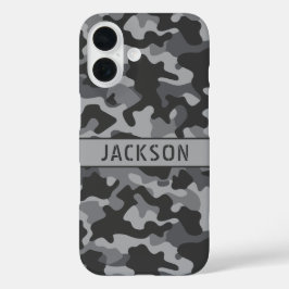Graue Tarnung Personalisiert iPhone 16 Hülle