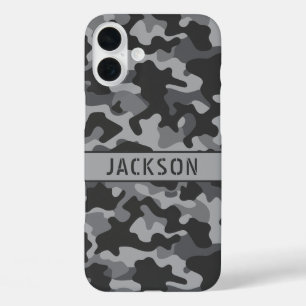 Graue Tarnung Personalisiert iPhone 16 Plus Hülle