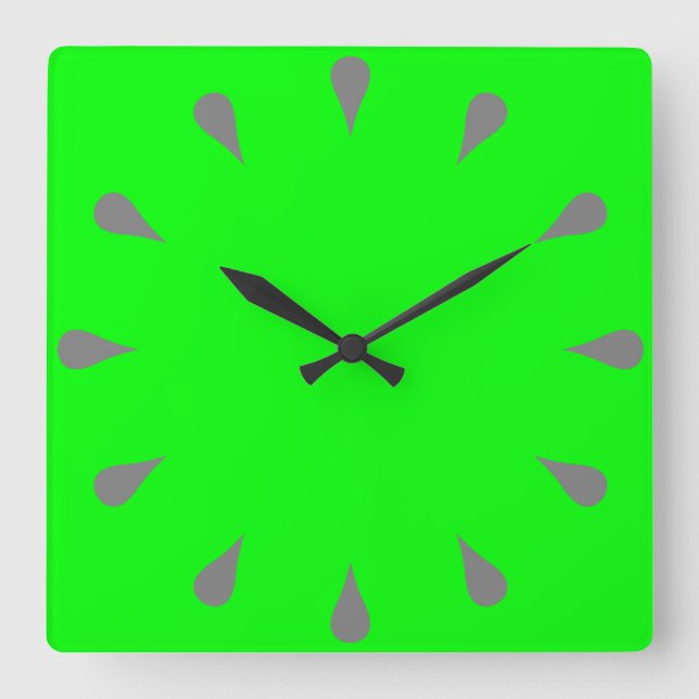 Graue Teardrops Quadratische Wanduhr (Vorderseite)