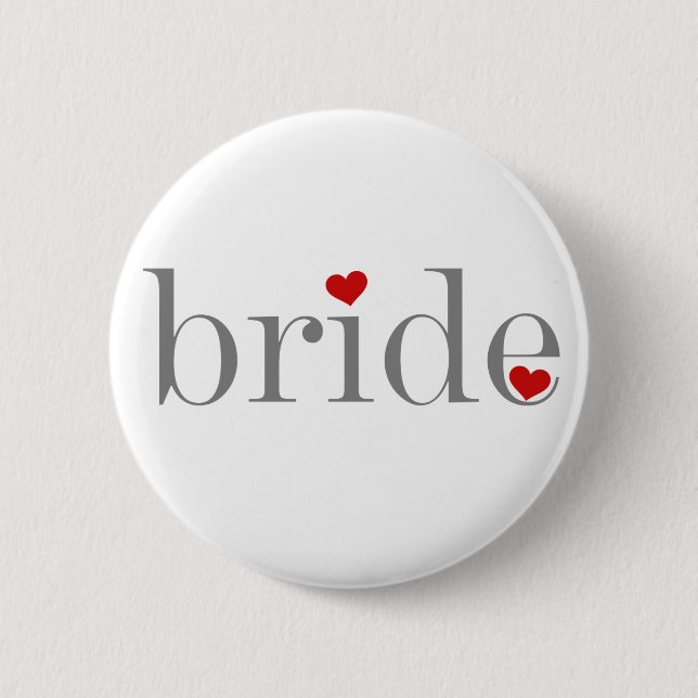 Graue Text-Braut Button (Vorderseite)