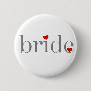 Graue Text-Braut Button