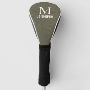 Graue Texturierte Ledermonogramm - Personalisierte Golf Headcover