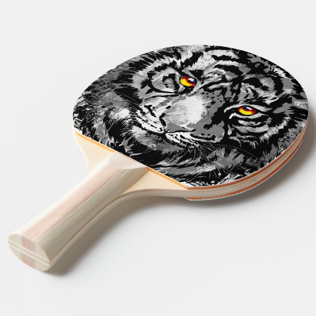 Graue Tiger Head - Tiger Ping Pong Paddle Tischtennis Schläger (Vorderseite)