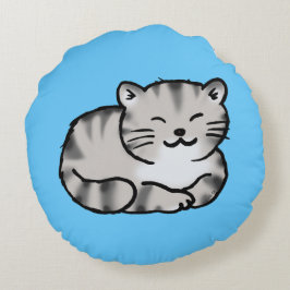 graue Tigerkatze des niedlichen flaumigen Tabby Rundes Kissen