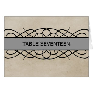 Graue Tischnummer-Karte Geblüht