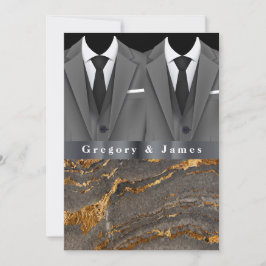 Graue Tuxedos weißes Taschentuch Gold Schwarzer Ma Einladung