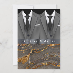 Graue Tuxedos weißes Taschentuch Gold Schwarzer Ma Einladung