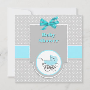 Graue und aquafarbene Baby-Kinderwagen-Einladung z Einladung