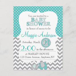 Graue und Aquamarine Babydusche Einladung