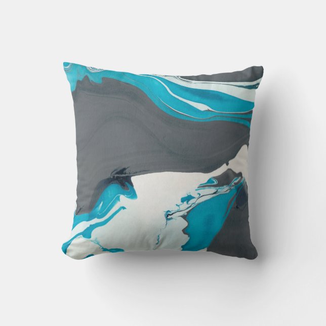 Graue und aquatische Marmorgestaltung Kissen (Vorderseite)