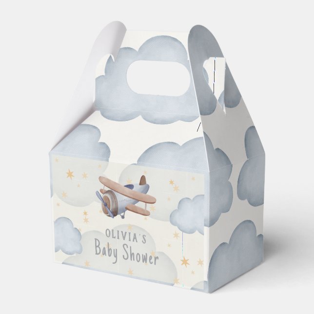 Graue und beige Wasserfarbendusche Geschenkschachtel (Vorderseite)