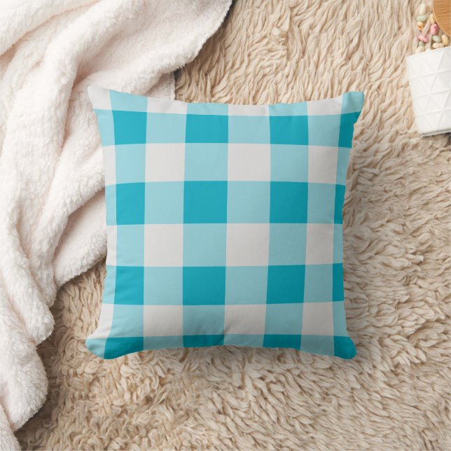 Graue und blaue Gingham Pattern Kissen (Decke)