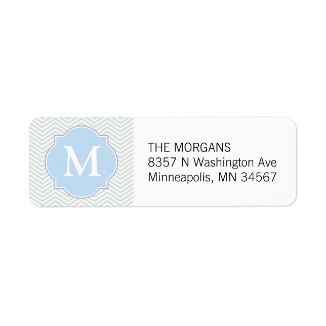Graue und blaue moderne Zickzack Monogramm (Vorne)