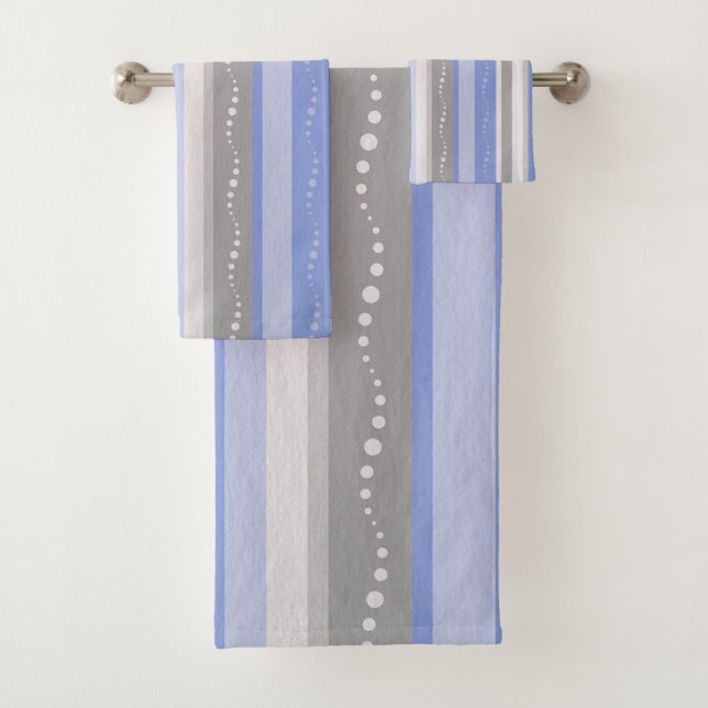 Graue und blaue Streifen Badhandtuch Set (Insitu)