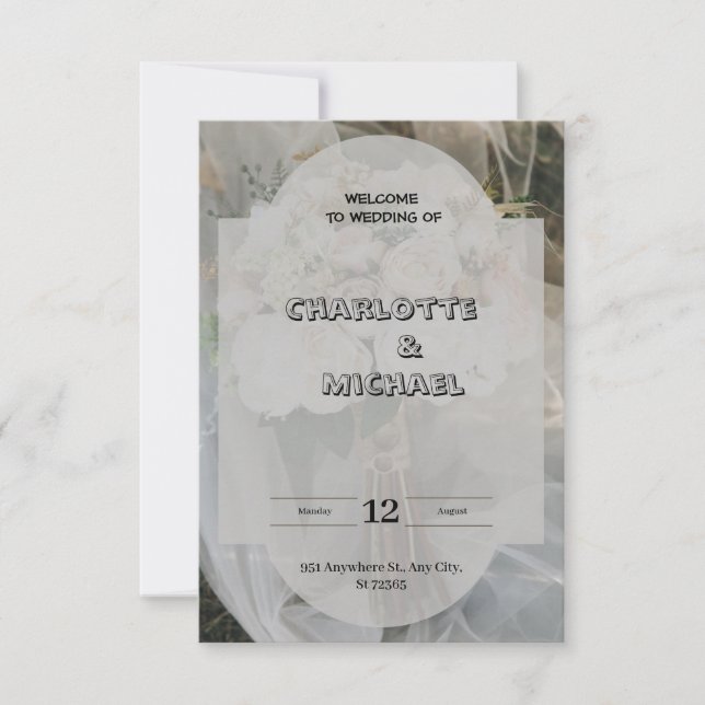 Graue und braune elegante Einladung zur Hochzeit (Vorderseite)