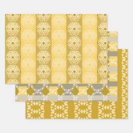 Graue und Creme Gemustert Geschenkpapier Set