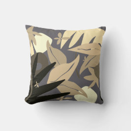 Graue und cremige Abstrakte Blätter werfen Kissen