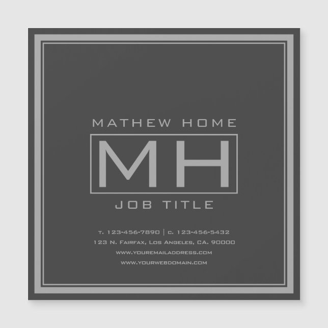 Graue und dunkelgraue Beruflich Magnetkarte (Vorderseite)