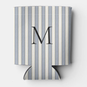 Graue und Elfenbeinstreifen Mit Monogramm Dosenkühler