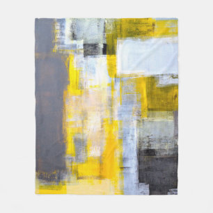 Graue und gelbe abstrakte Kunstmalereiabstract,art Fleecedecke