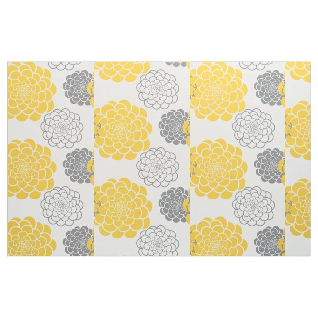 Graue und gelbe Blumen Stoff (Fat Quarter (45,7 x 55,9 cm))