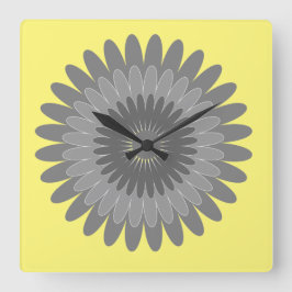 graue und gelbe Farbe, Quadratische Wanduhr