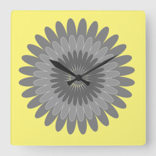 graue und gelbe Farbe, Quadratische Wanduhr