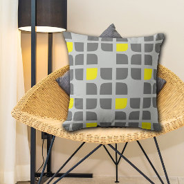 Graue und gelbe geometrische Quadrate Kissen Kisse