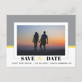 Graue und gelbe Hochzeit Speichern Sie das Date Fo Postkarte