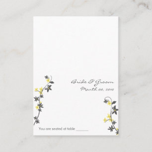 Graue und gelbe Hochzeitsplätze Platzkarte