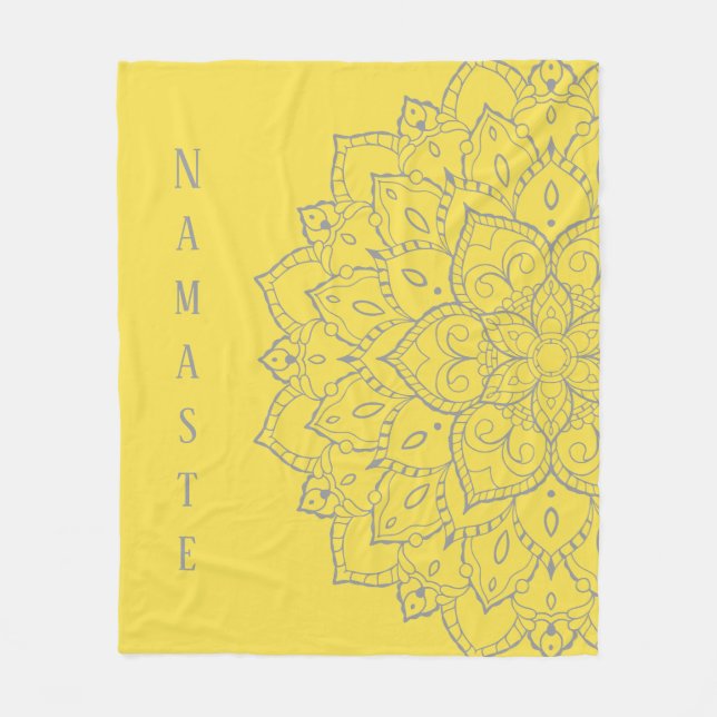 Graue und gelbe Mandala Fleece Blanket (Vorderseite)