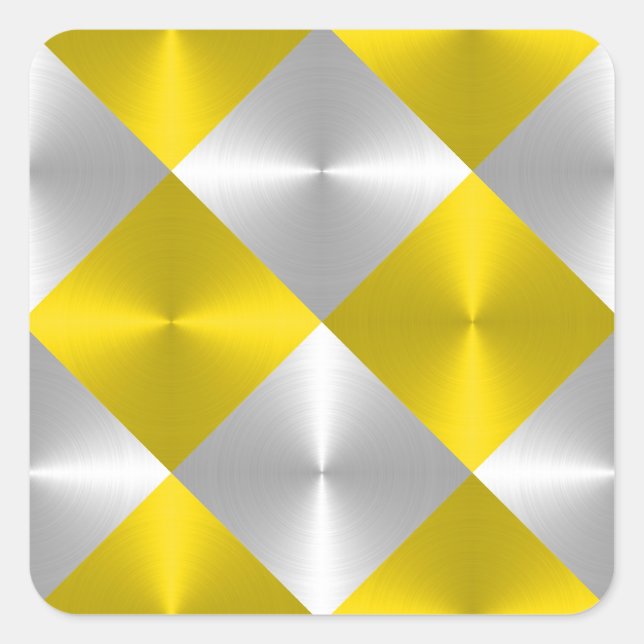 Graue und gelbe Metallic-Suchplätze Quadratischer Aufkleber (Vorderseite)