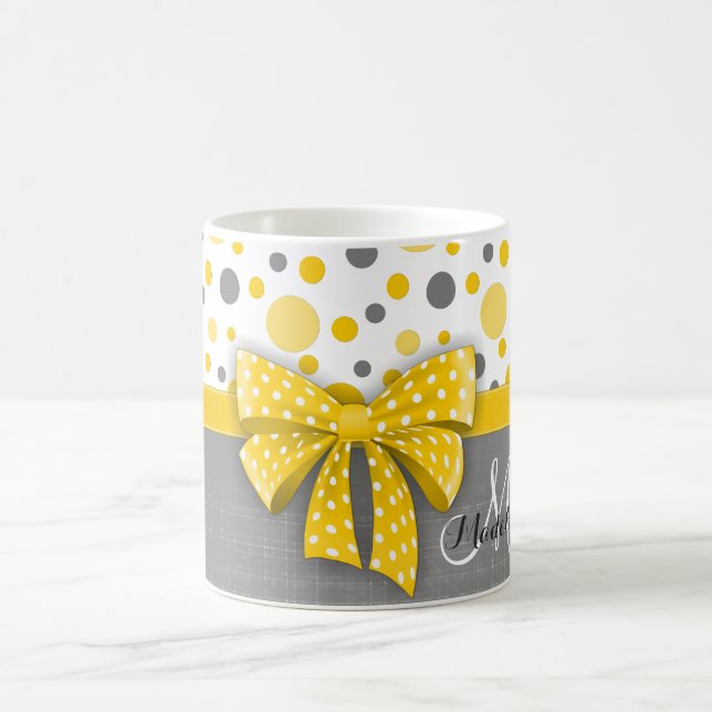 Graue und gelbe Polka-Punkte, sonnige gelbe Schlei Kaffeetasse (Mittel)