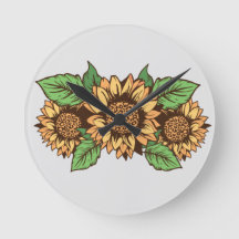 Graue und gelbe Sonnenblume Uhr