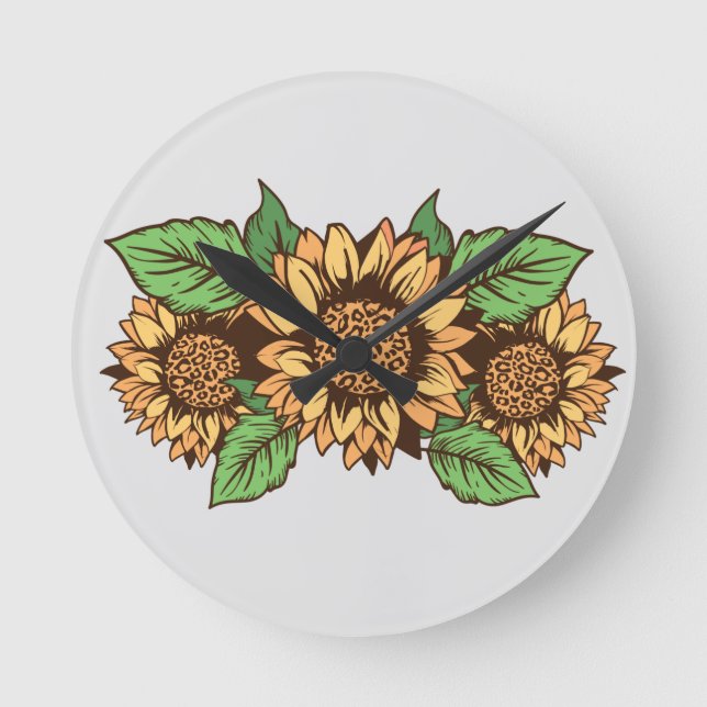Graue und gelbe Sonnenblume Uhr (Vorderseite)
