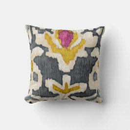 Graue und gelbe Tribal-Ikat Kissen