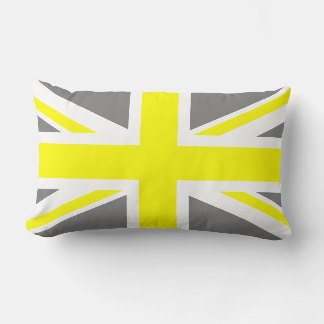 Graue und gelbe Unijacke Lendenkissen (Vorderseite)
