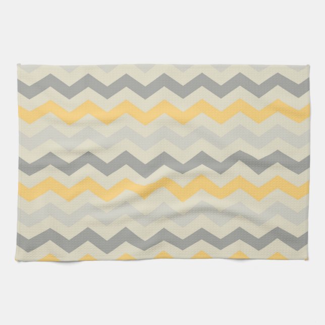 Graue und gelbe Zickzack Streifen Zig Zag Küche Se Küchentuch (Horizontal)