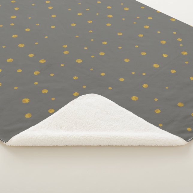 Graue und goldene Abstrakte Moderne Random Dot Mus Sherpadecke (3/4)