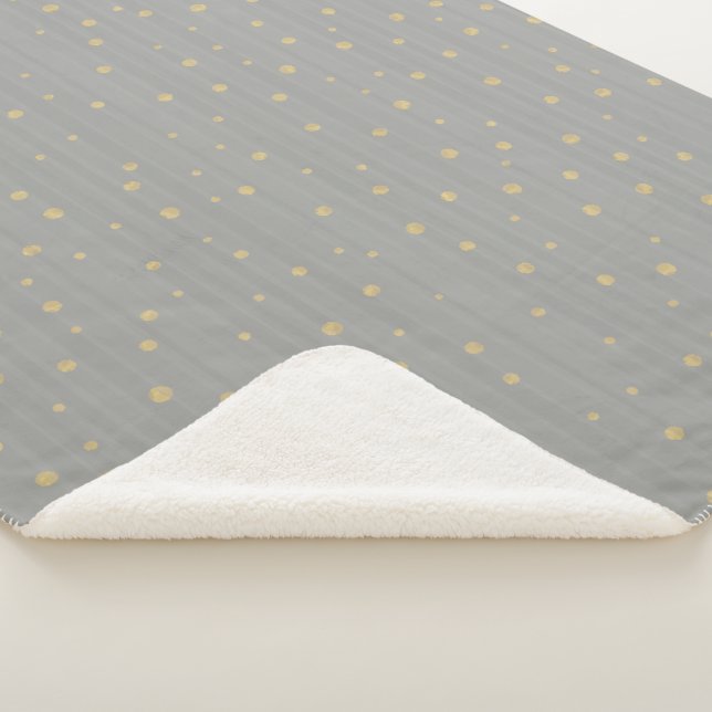 Graue und goldene Abstrakte Moderne Random Dot Mus Sherpadecke (3/4)
